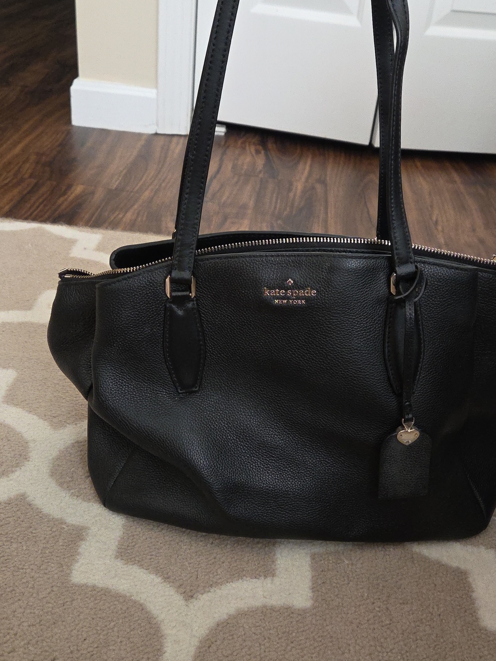kate spade Black Pebbled Leather Tote with Gold Hardware